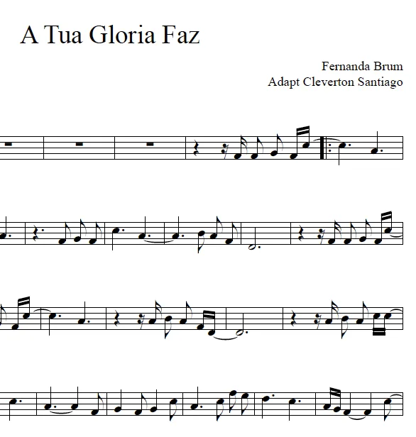 Partitura Melódica - A Tua Glória Faz (Fernanda Brum) - Image 3