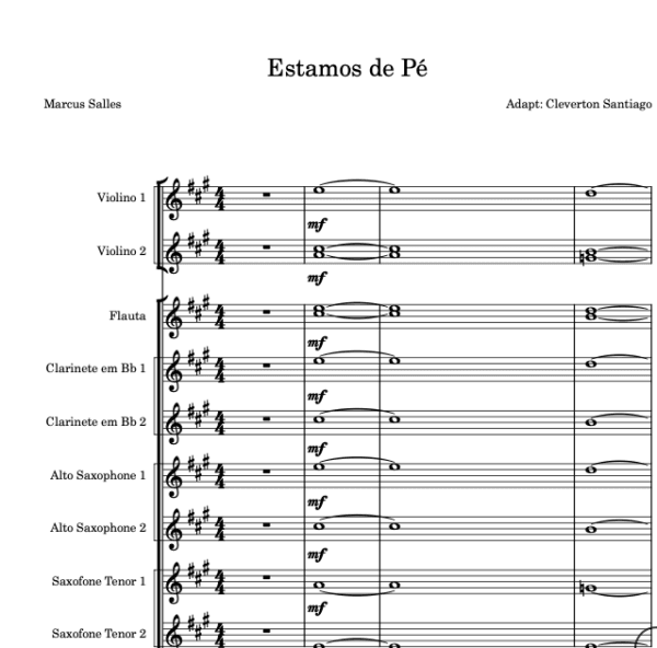 Partitura Gospel Estamos de Pé Marcus Salles