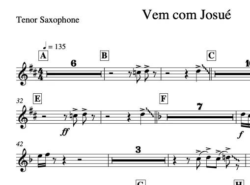 Partitura do Naipe de Metais - Vem com Josué (Grupo Voices) - Image 2