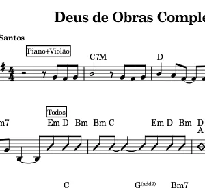 Partitura e Cifra Gospel - Deus de Obras Completas (Kemilly Santos)