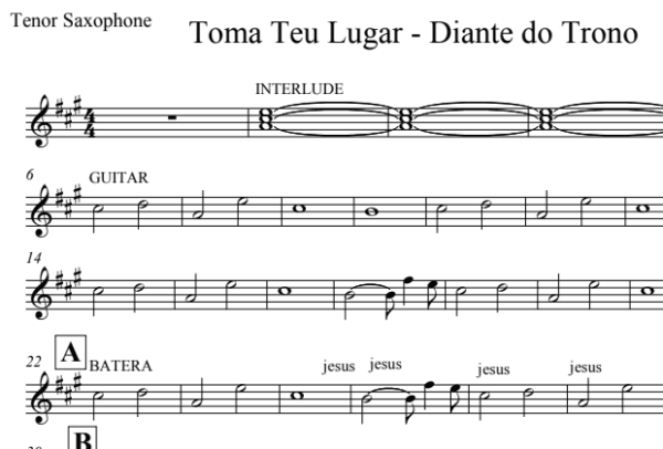 Partitura Gospel do Naipe de Metais - Toma Teu Lugar (Diante do Trono) - Image 3