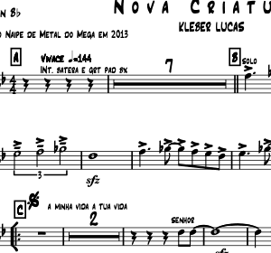 Partitura do Naipe de Metais - Nova Criatura (Kleber Lucas)