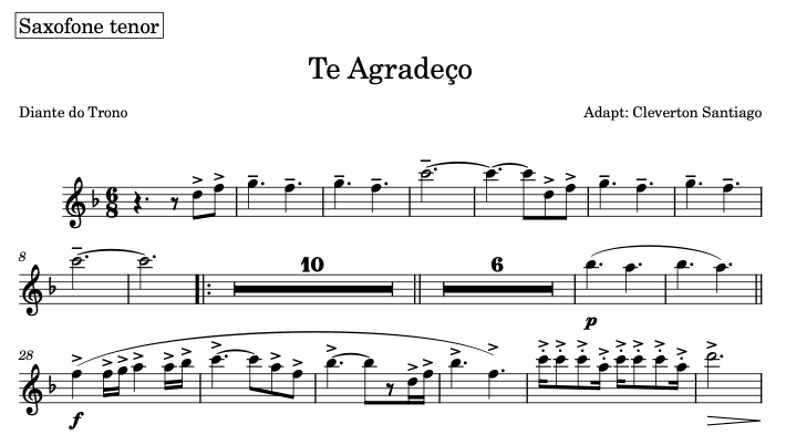 Partitura Gospel Naipe de Metais da Música "Te Agradeço" - Diante do Trono - Imagem 3
