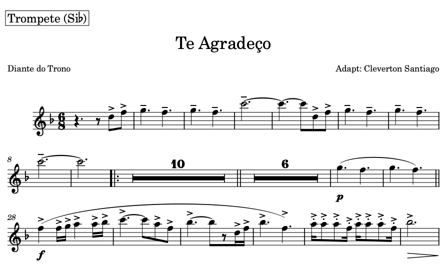 Partitura Gospel Naipe de Metais da Música "Te Agradeço" - Diante do Trono - Imagem 5
