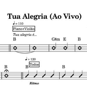 Partitura Gospel com a Cifra, Violino e Saxofone Alto da Música "Tua Alegria" - Drops
