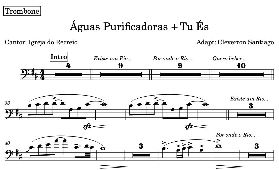 Partitura Gospel Naipe de Metais da Música "Aguas Purificadoras" - Igreja do Recreio - Imagem 4