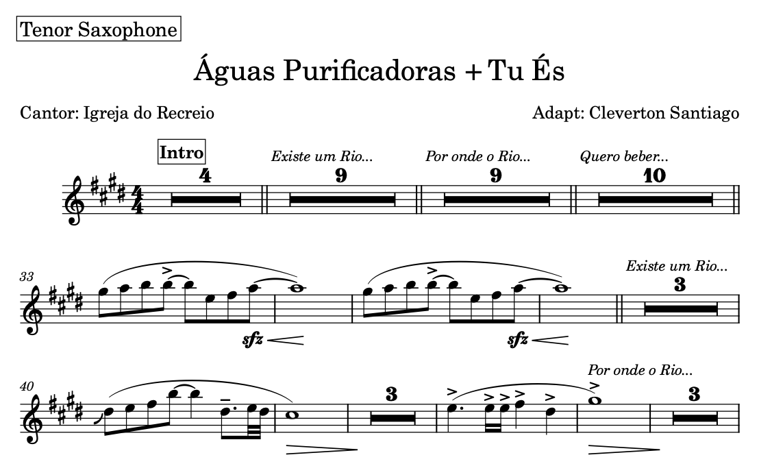 Partitura Gospel Naipe de Metais da Música "Aguas Purificadoras" - Igreja do Recreio - Imagem 3