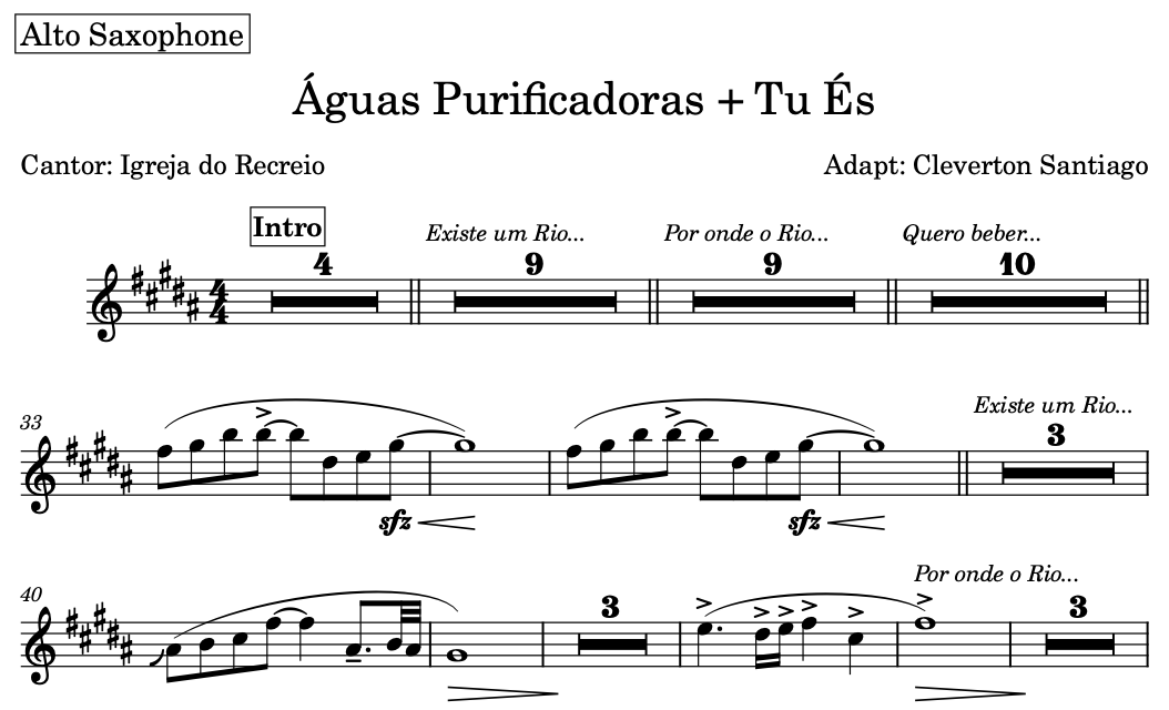 Partitura Gospel Naipe de Metais da Música "Aguas Purificadoras" - Igreja do Recreio - Imagem 2